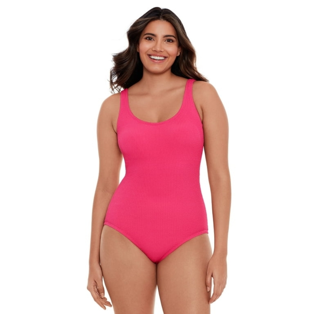 Women's Pink Crinkle One-Piece Swimsuit
